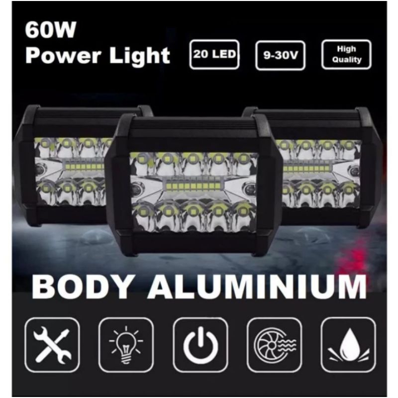 Lampu Tembak Motor Mobil 20 LED 60 Watt Super Terang