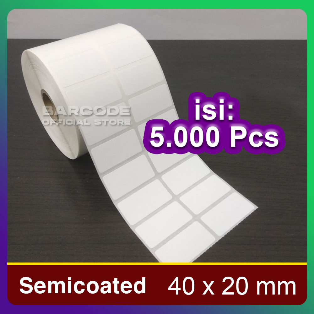 

Semicoated 40 x 20 mm 40x20mm 40x20 Label Printer Barcode 2 Line Isi 5000