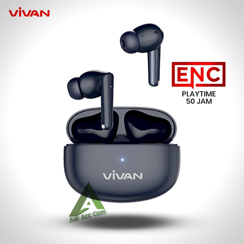 Vivan Earphone Bluetooth TWS HD Audio Bass stereo 50 jam Plytime Headset TWS HD Sound Mic Headphone T220 Plus Earbuds