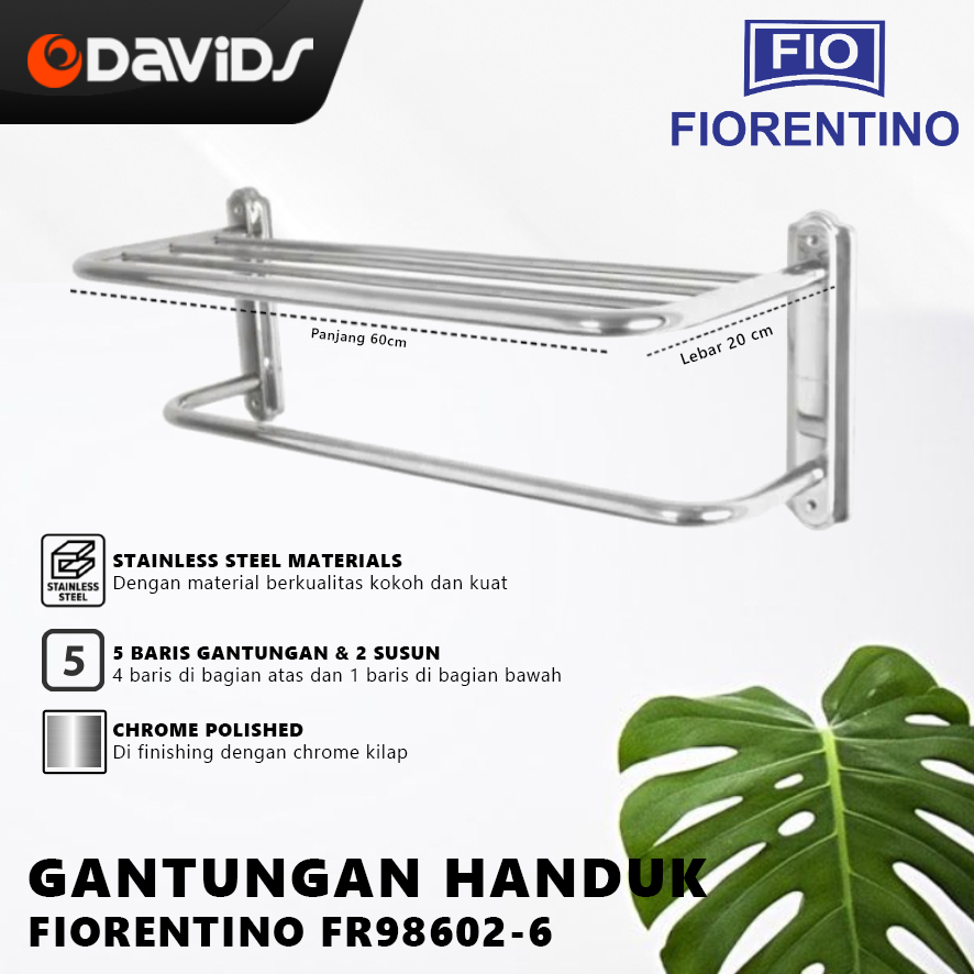 Tempat Handuk Kamar Mandi Gantungan Baju Stainless Fiorentino FR986026