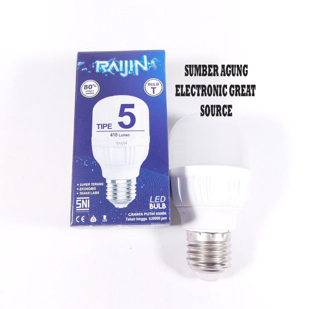 Raijin Lampu LED Murah T Bulb 5W 410 Lumen SNI 5 Watt Super Terang