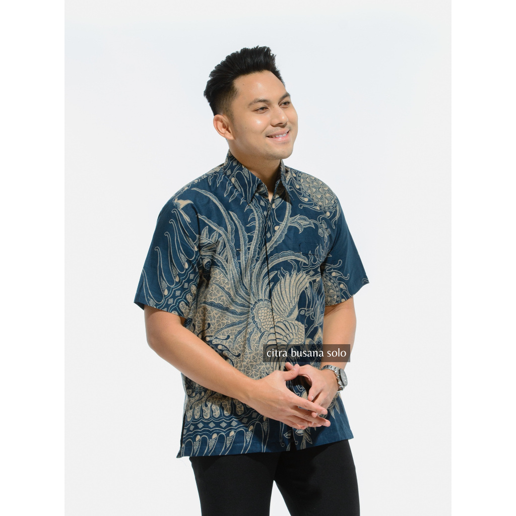 KERTAJAYA BIRU Kemeja Batik Pria Full Furing Bahan Katun Primisima