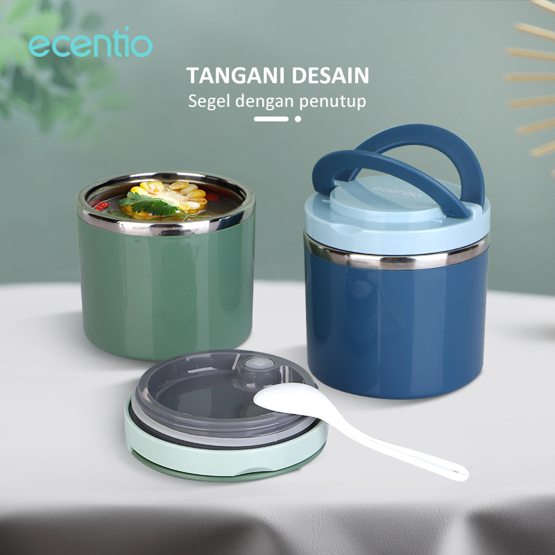 ecentio &amp; FOODI free gift Stainless steel Cangkir sup Tahan Panas Lunch Box Tetap hangat Kotak Makan Bekal