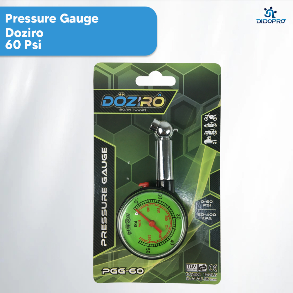 Doziro Alat Ukur Tekanan Angin Ban Mobil Motor 60 Psi Tire Pressure Gauge Dial Bulat