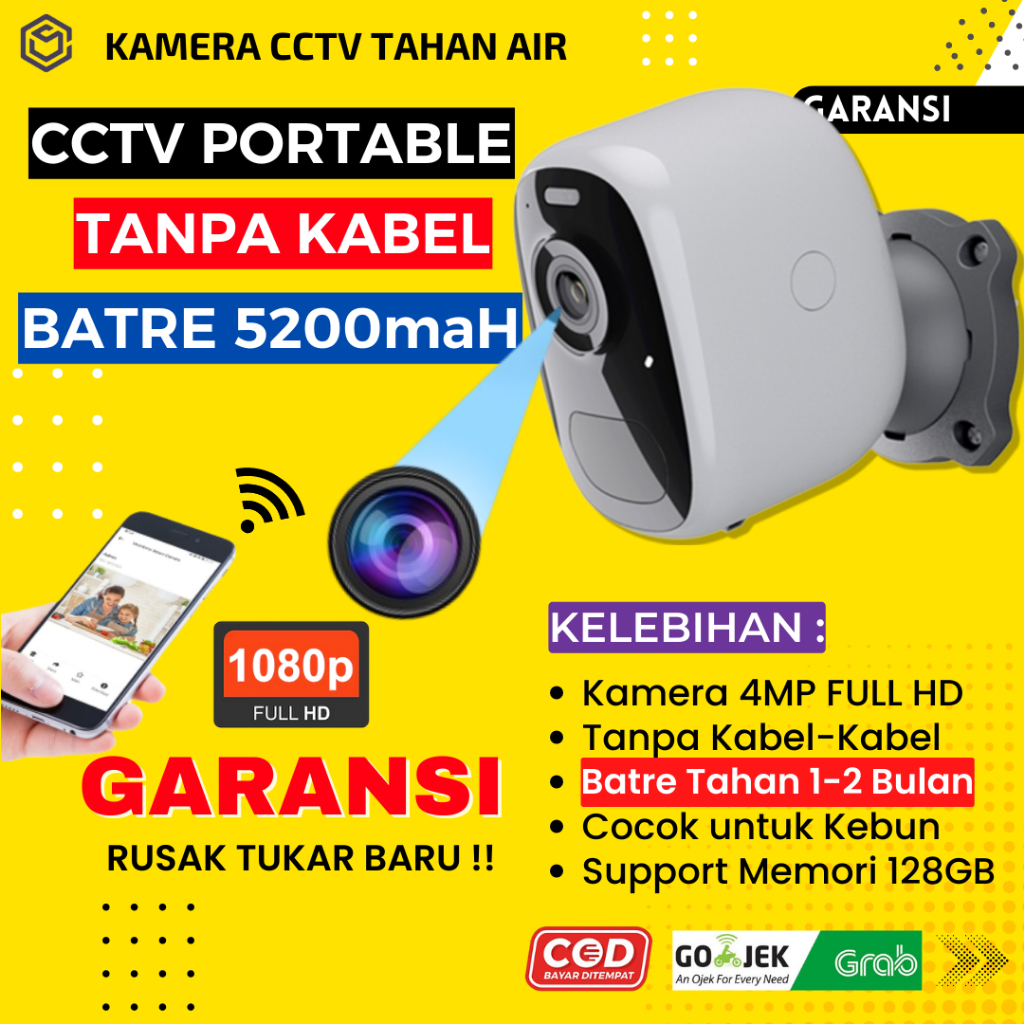 CCTV OUTDOOR TANPA KABEL WIFI WATERPROOF IP CAMERA PENGINTAI MINI TERSEMBUNYI WIRELESS PORTABEL JS152