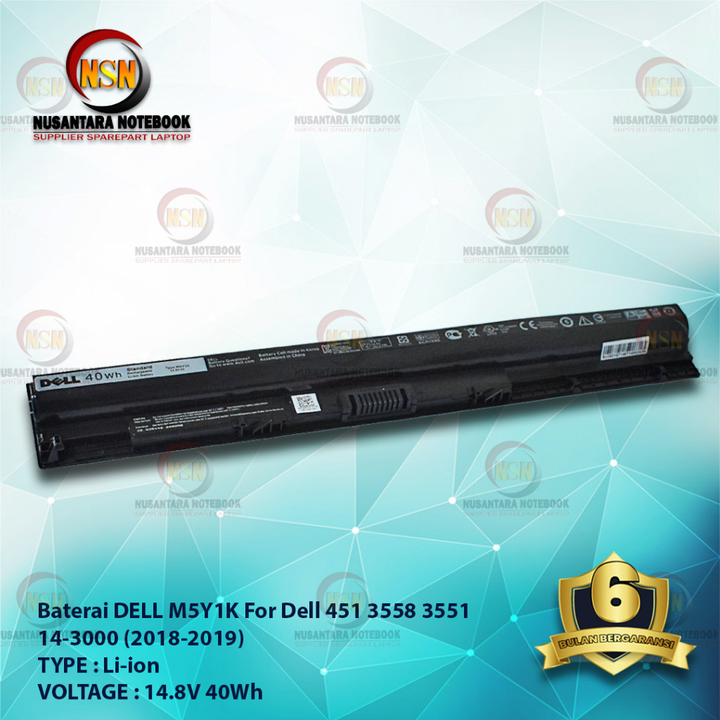 Baterai Dell ORI 3451 3458 5451 3551 3558 3878 5459 3559 M5Y1K 14.8V 40Wh (2018-2019)