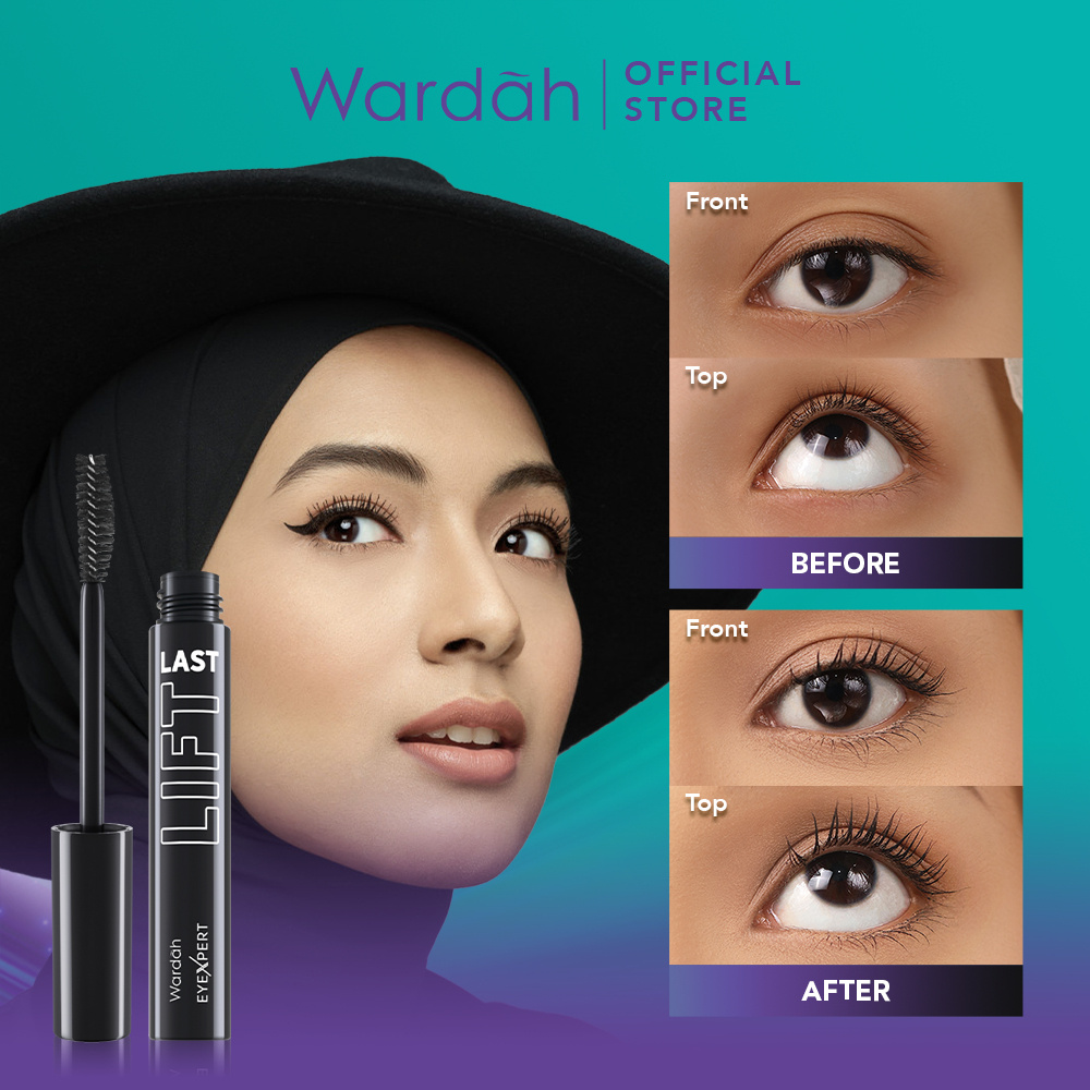 Wardah EyeXpert Liftlast Waterproof Mascara 8ml Lentik Dalam 5 Detik, Tahan Lama 12 Jam