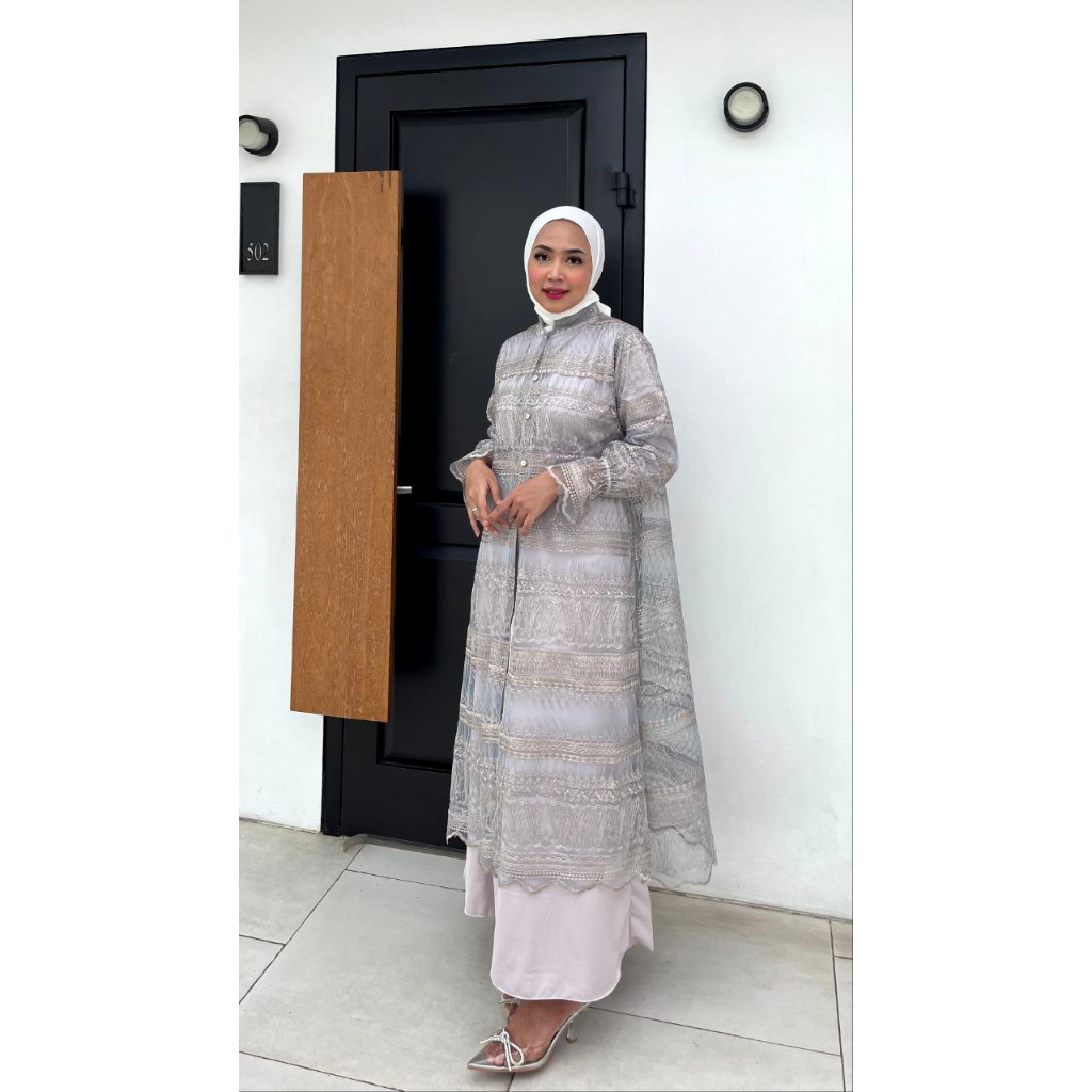 Alesha Outer Brukat Kondangan Pesta Wisuda Seragam Bridesmaid Busui Friendly Baju Kurung