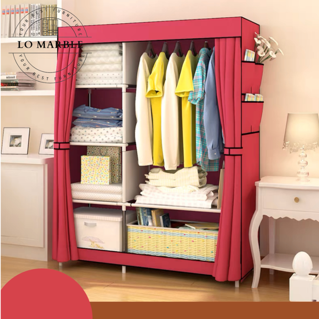 Rak Lemari Pakaian Rak  Baju dengan tutup resleting lemari kain Plastik Portable 105NT