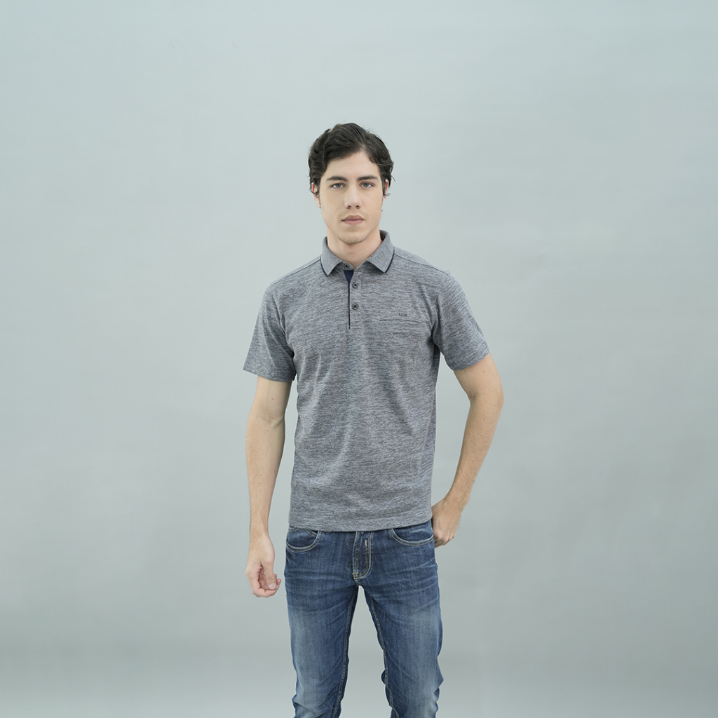 LGS - Kaos Polo Casual Pria Lengan Pendek Full Motif Reguler Fit Warna Abu-Abu - CWS.224.E3166.01.C