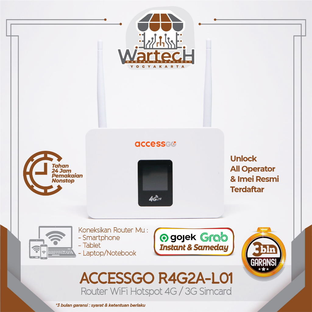 Router Wifi Sim Card 4G AccessGo R4G2A - L01 Custom Imei Garansi Resmi
