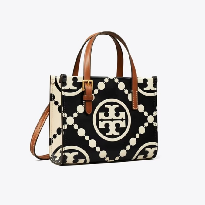TB Mini T Monogram Contrast Embossed Square Tote Bag