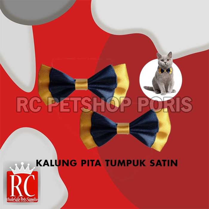 Kalung Kucing Anjing Pita Tumpuk Satin