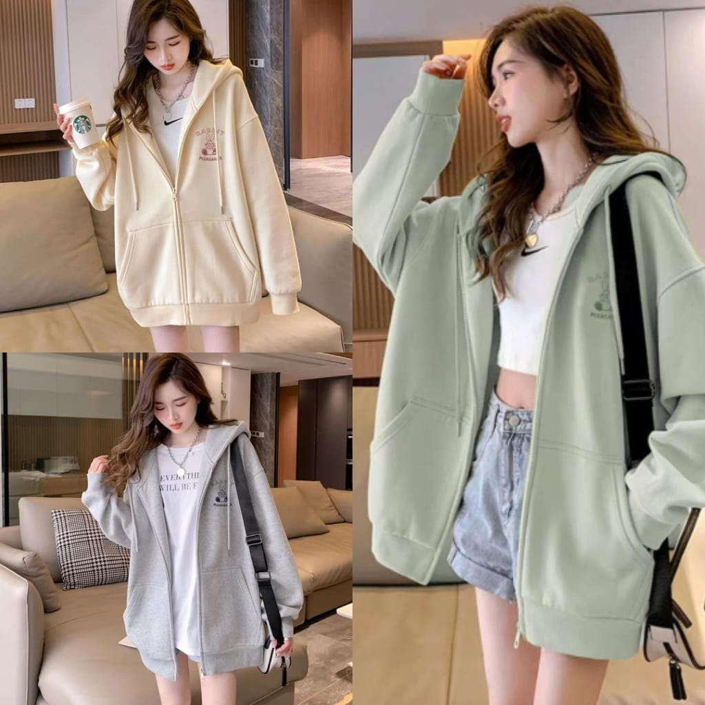 PLEASE RABBIT GIRLY JACKET ZIPPER OVERSIZE (AKG)