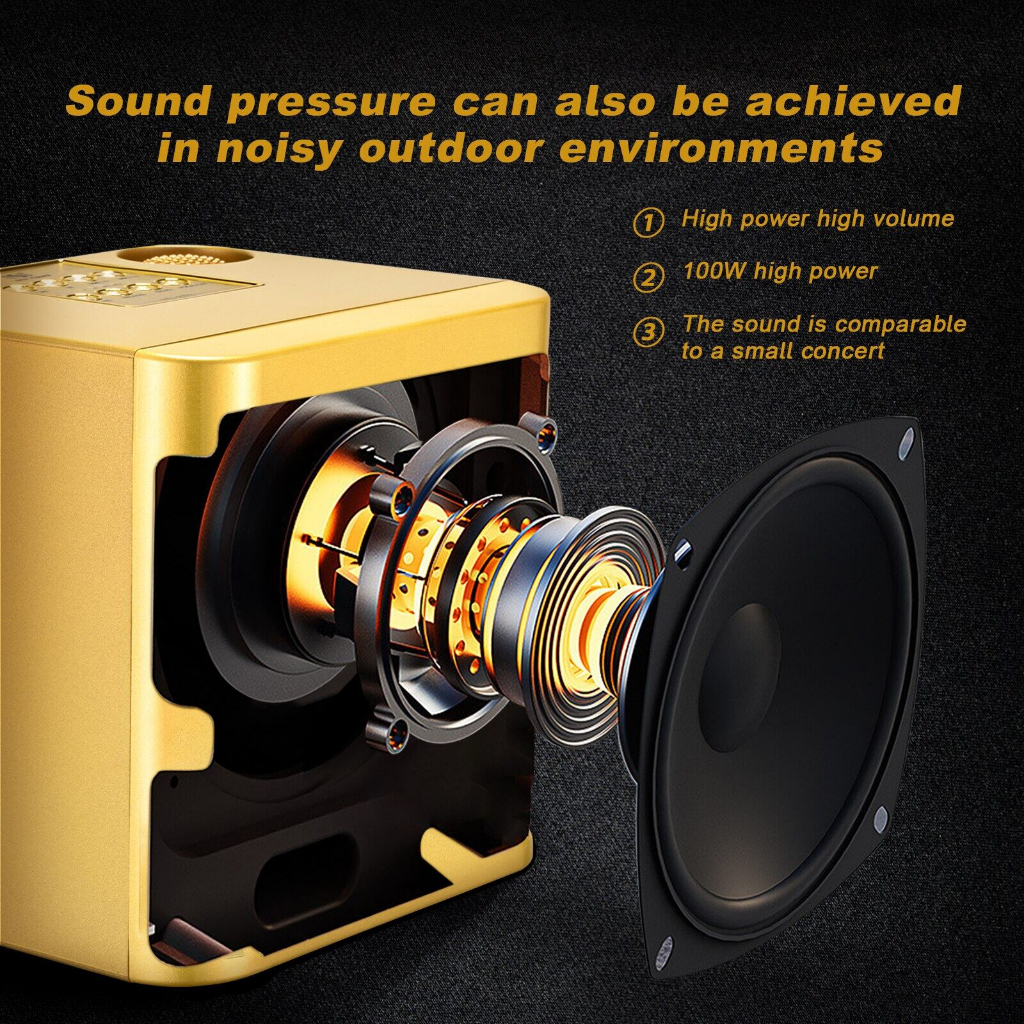 YS-203 50+50W Voice Change Karaoke Speaker Sound Box for Mobile Phone/karaoke Speaker Bluetooth Portable Wireless 2 Mic 100W