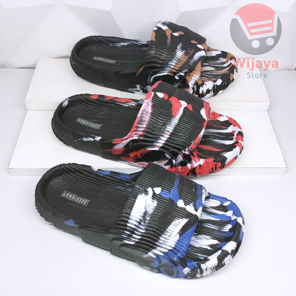 Sandal Slop Loreng 8831 Sendal Viral Ringan Tebal Slide Pria Selop Laki-laki Desain Unik Tie Dye