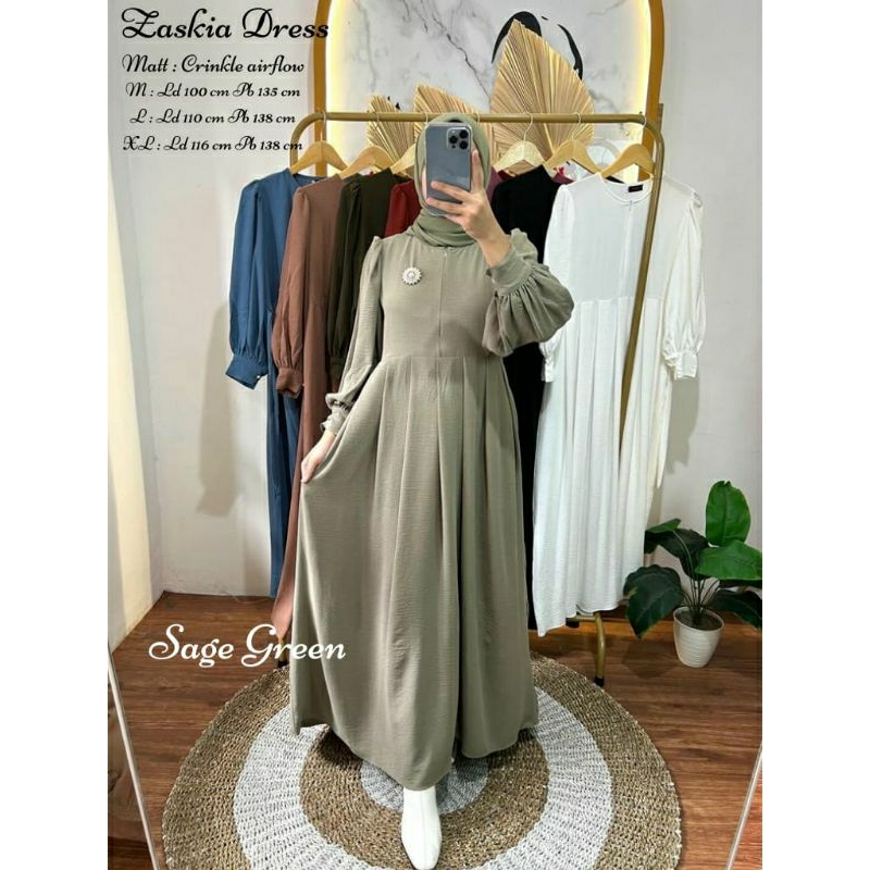ZASKIA DRESS POLOS | dress lebaran | dress kekinian | gamis | gamis lebaran