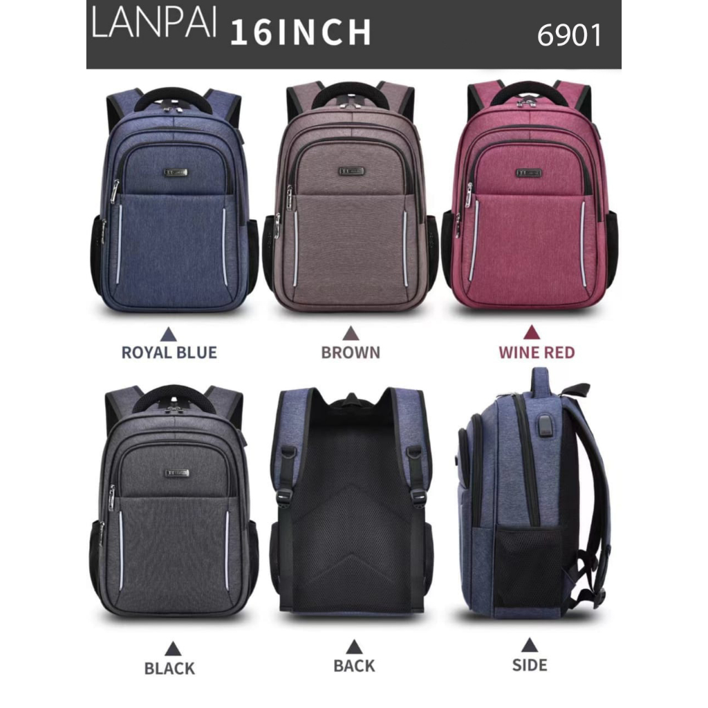 LANPAI Tas Pria Ransel Laptop 16 inc Tas Sekolah SD-SMP Ransel Remaja Tas Polo Backpack Import USB Portable Waterproof