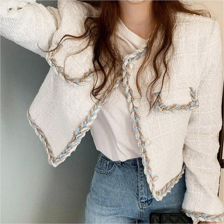 XIAOZHAINV Korean Style Cardigan Lengan Panjan Wanita Crop Pendek 0801/Baju Wanita Kekinian