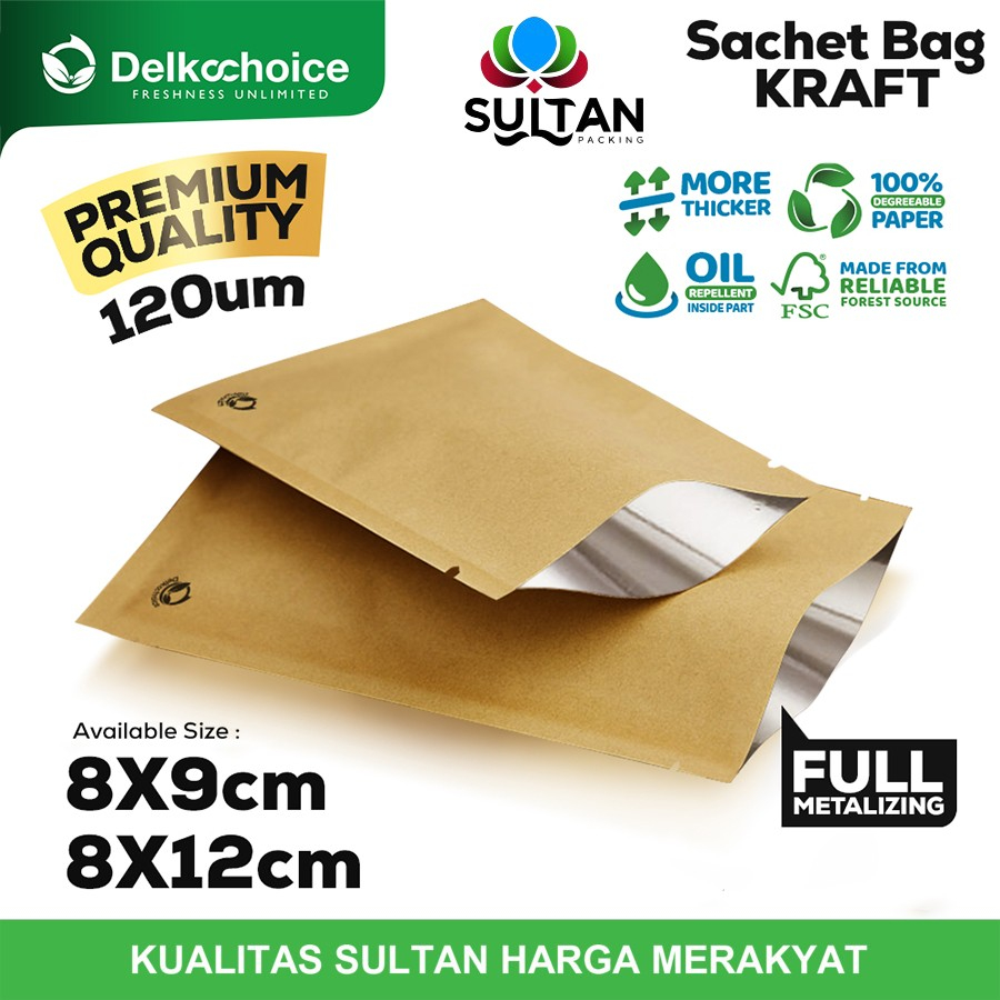 Sachet Bag Kraft Paper PREMIUM Metalizing FOOD GRADE Delkochoice