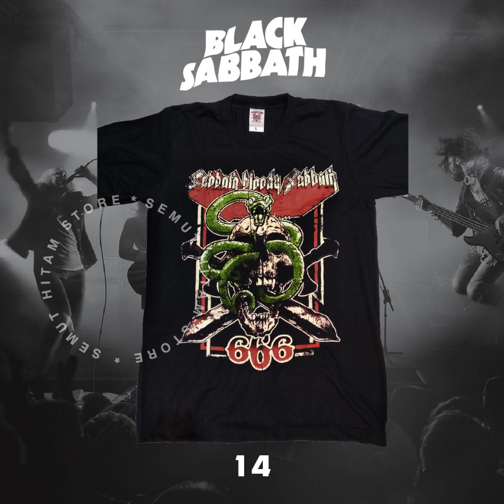 Kaos BLACK SABBATH SABBATH BLOODY SABBATH 666 Builtup Band Musik Rock Metal Prapatan Rebel Puritan H
