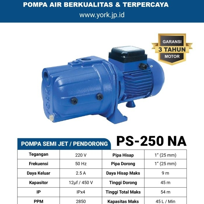POMPA AIR SEMI JET YORK – PS 250 NA - YORK - POMPA AIR SUMUR BOR YORK