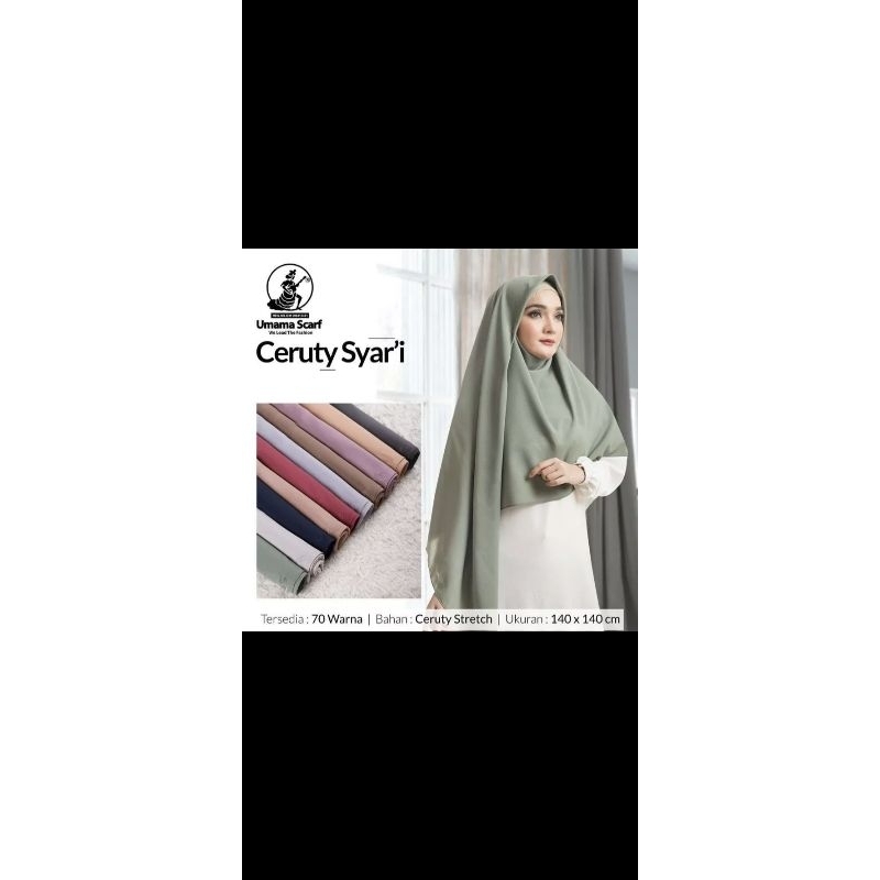 UMAMA JUMBO HIJAB CERUTY SYAR'I Jahit tepi ORI Umama Scarf Jumbo