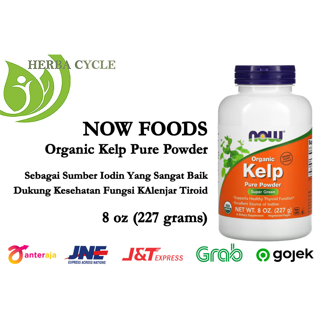 Now Food Organic Kelp Pure Powder (227 gr) Super Green Iodin Jaga Kesehatan Tiroid ORI USA