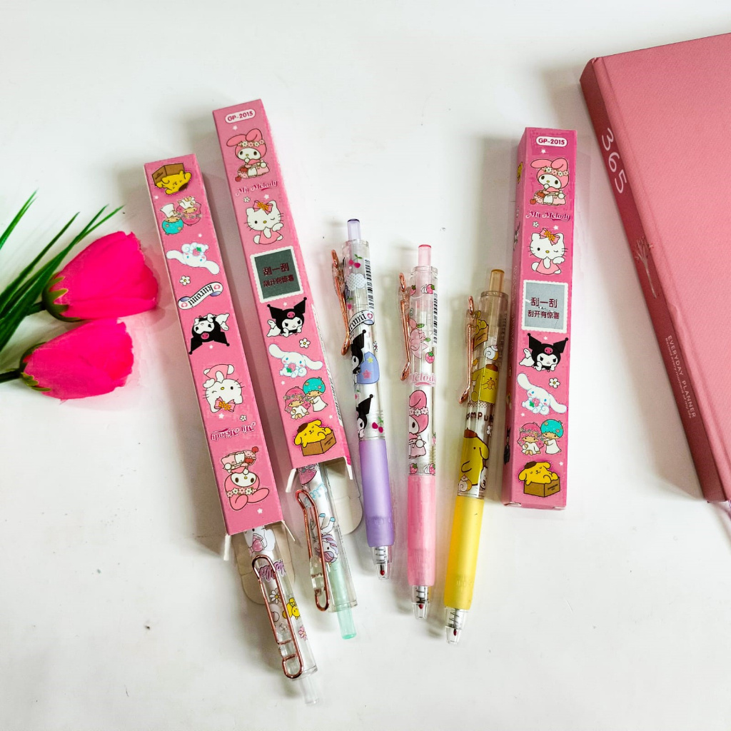 PULPEN CETEK MISTERY SANRIO MELODI PURIN LITTLE STARS KUROMI HELLO KITTY ALAT TULIS BOLPOIN UNIK IMUT MURAH PEN GEL  MISTERI KARAKTER PENA UNIK LUCU MURAH