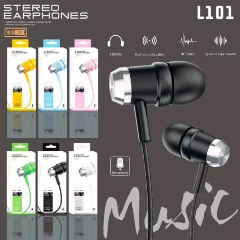 Handset handsfree macaron model L101 Extra bass plus mic