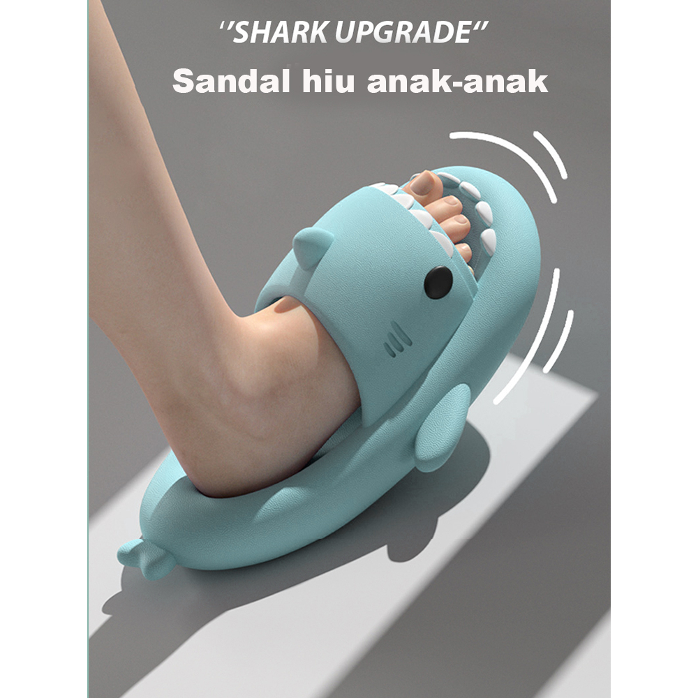 KOMIN-Sandal Hiu Anak Lucu Baby Shark Anti Slip Cartoon Sendal  Anak Import Empuk Size: 24-35