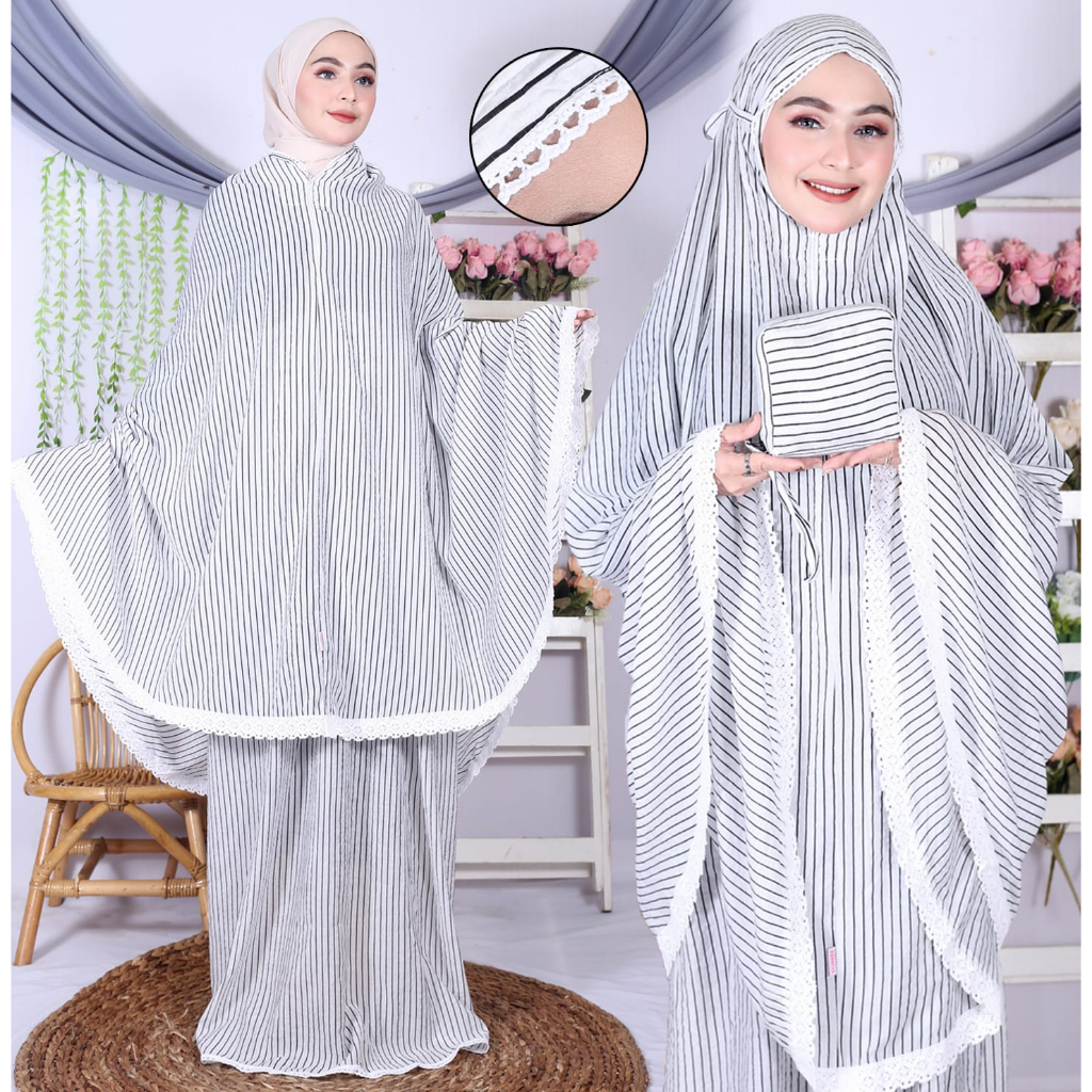 Mukena Travel Motif Mini Pouch Safir Sakura 2in1 by SYUHADA
