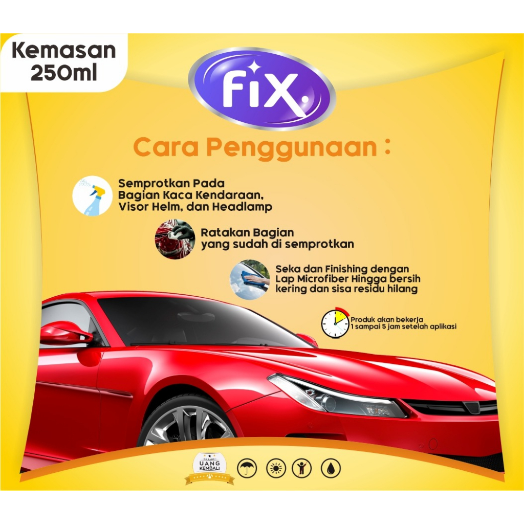 FIX - Cairan Efek Daun Talas / Water Repellent / Anti Air Hujan Glass Coating Cleaner