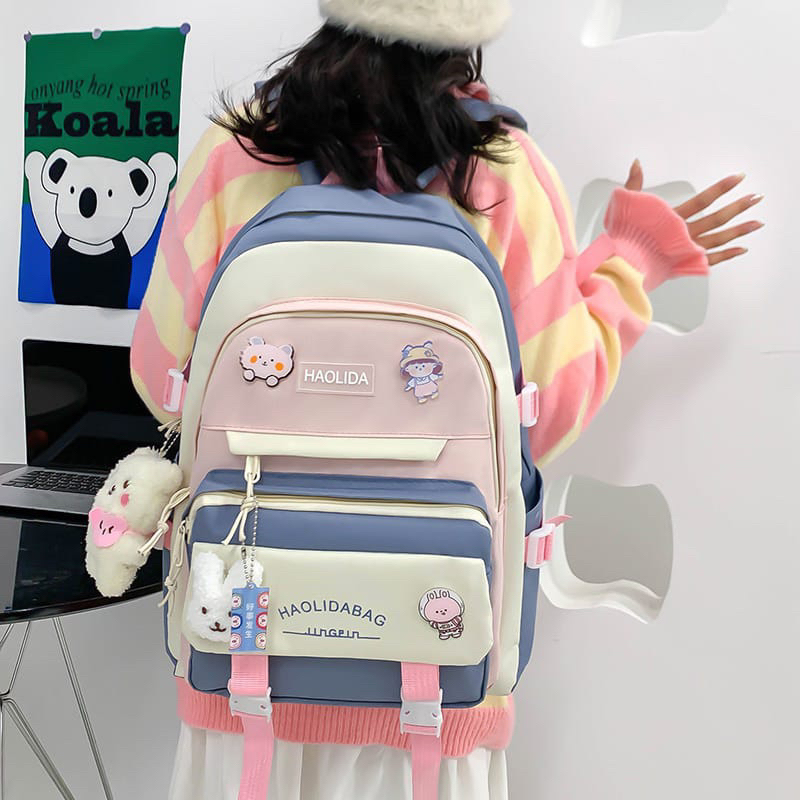 Tas sekolah anak perempuan 5in 1 tas ransel anak tas korea fashion tas anak SD SMP SMA