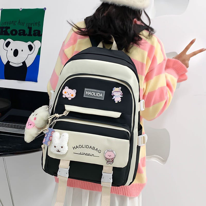 Tas sekolah anak perempuan 5in 1 tas ransel anak tas korea fashion tas anak SD SMP SMA tas waterproof bestseller