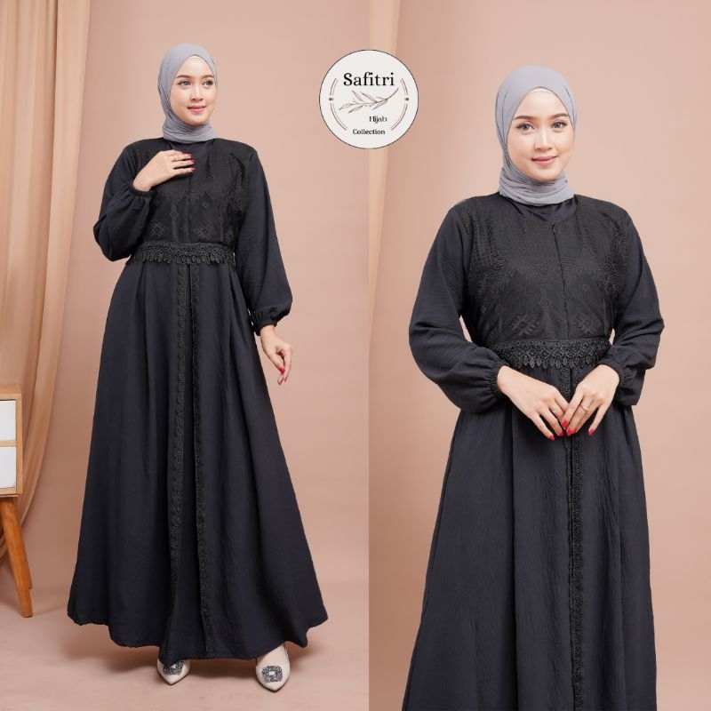 AISYA DRESS Gamis putih bersih hitam Thawaf Umroh Manasik Haji by Safitri Fashion