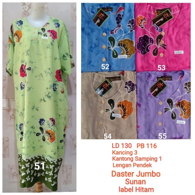 Daster Kencana Ungu Jumbo Sunan LD 130 cm label Hitam
