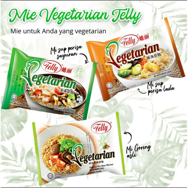 

Telly Mie Instant Vegetarian Telly Vegetarian Mie Goreng Mie Sup Vegetarian Lada