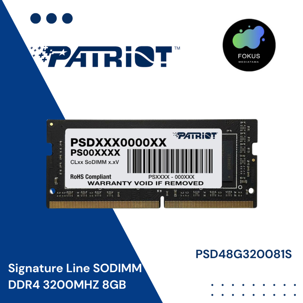 PATRIOT SODIMM DDR4 8GB 3200MHZ PC25600 signature line PSD48G320081S