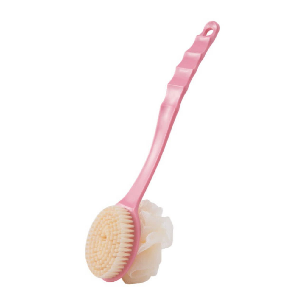 Tongkat Sikat Badan 2 Sisi Alat Sikat Punggung + Shower Puff Pembersih