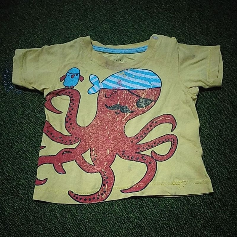 AL LD55/30CM KAOS ANAK BABY VICTORY OCTOPUS KUNING LENGAN PENDEK