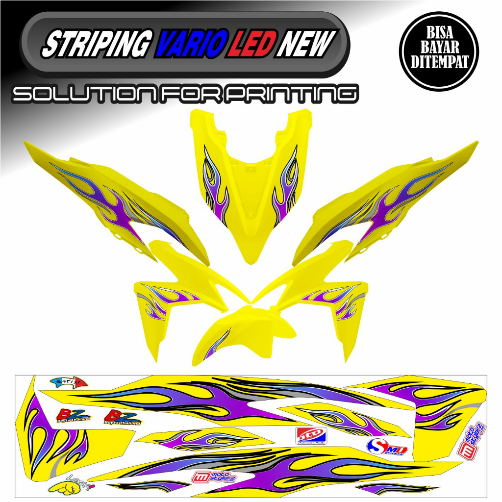 STRIPING STICKER VARIASI HONDA VARIO LED NEW MOTIF API