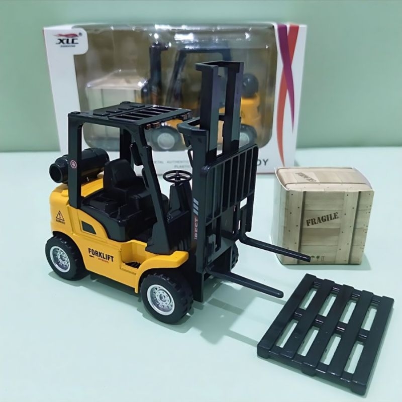 Diecast Truk Forklift Alloy - Mainan Koleksi Miniatur Forklift Mobil Truck