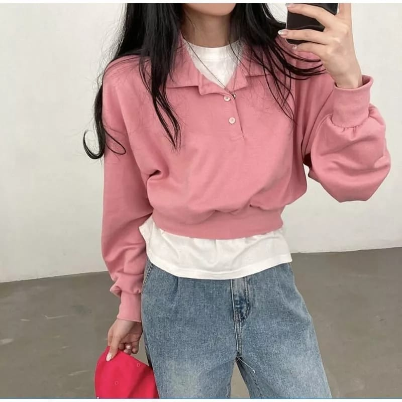 MOLLA CROOPE SWEATER WANITA - SWEATER KOREAN STYLE WANITA KEKINIAN CROOPED