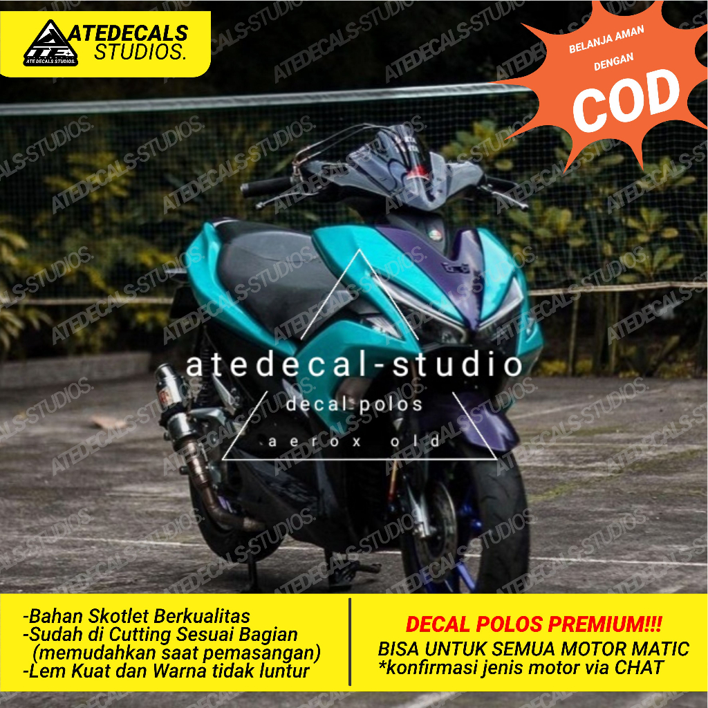 STIKER DECAL YAMAHA AEROX 155 WARNA HIJAU TOSCA POLOS DECAL AEROX POLOS