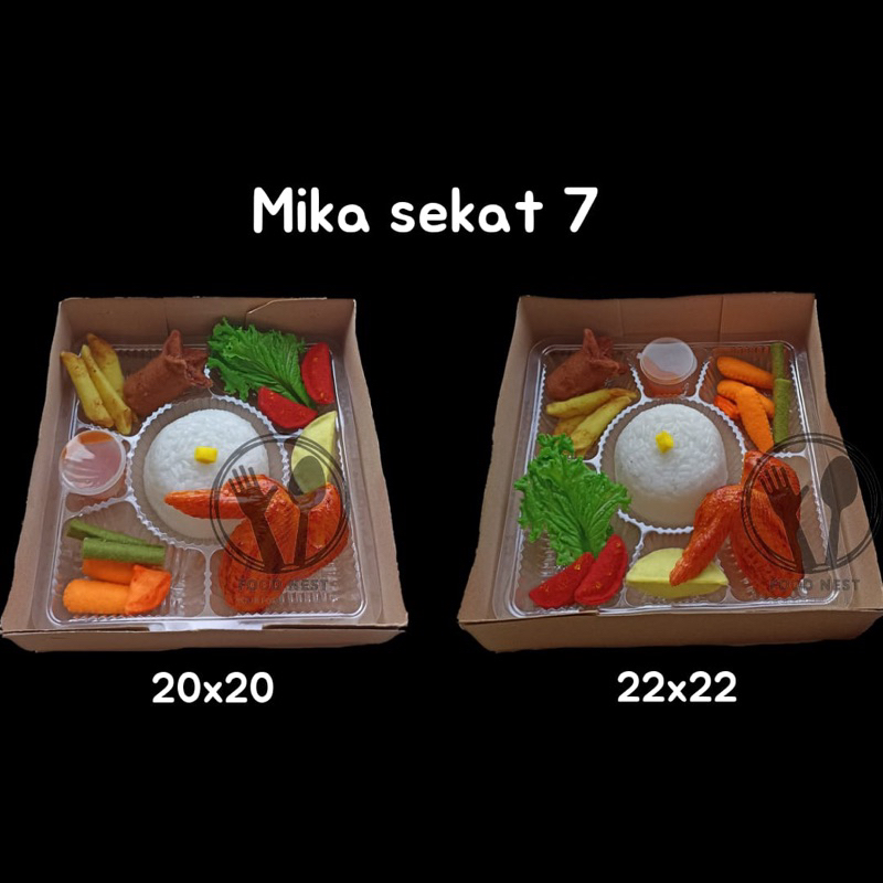 MIKA NASI SEKAT 4 SEKAT 5 MIKA BOX NASI 18X18 20X20 22X22 NASI BOX TRAY NASI KOTAK MIKA DALAMAN DUS