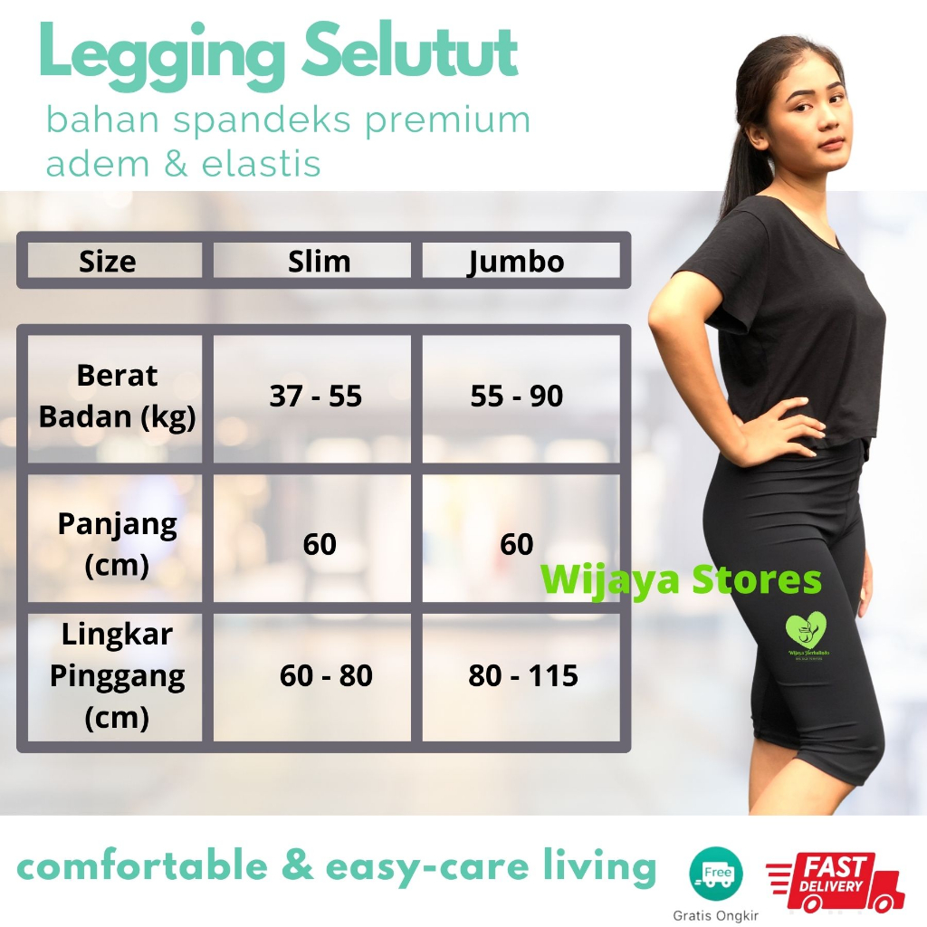 [Outfits] Celana Leging 3/4 - Celana Selutut Wanita - Slim &amp; Jumbo  - Celana Setrit Wanita - Leging Selutut Wanita Sot