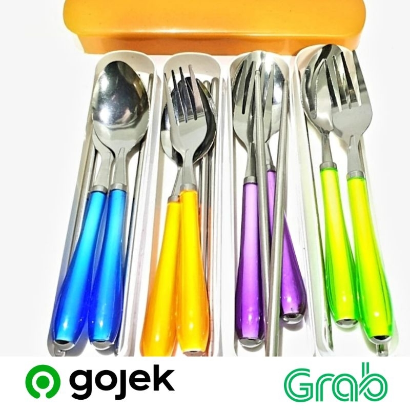 sendok garpu sumpit set travel stainless gradasi jawa barat depon banten tangerang bekasi bogor kali