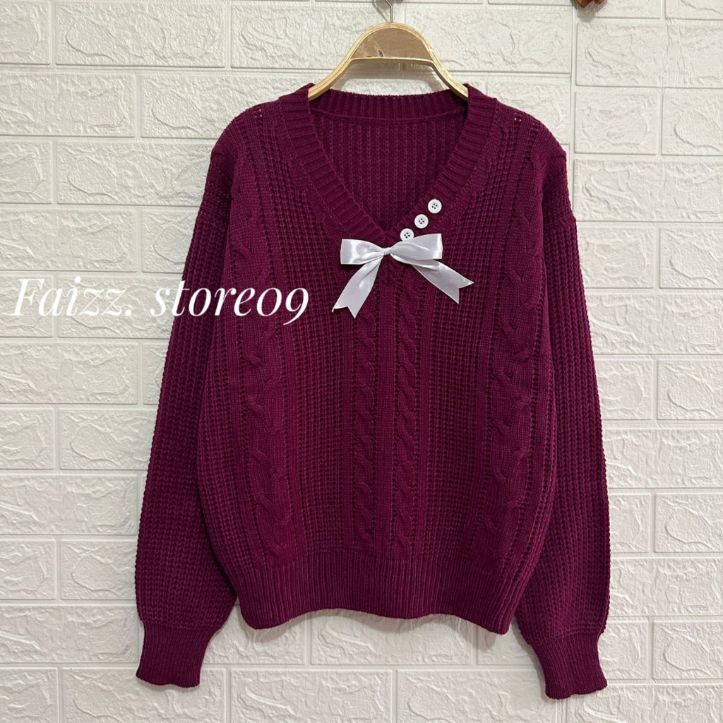 Oneset Saima Sweater Rajut Cable Setelan Celana Kulot