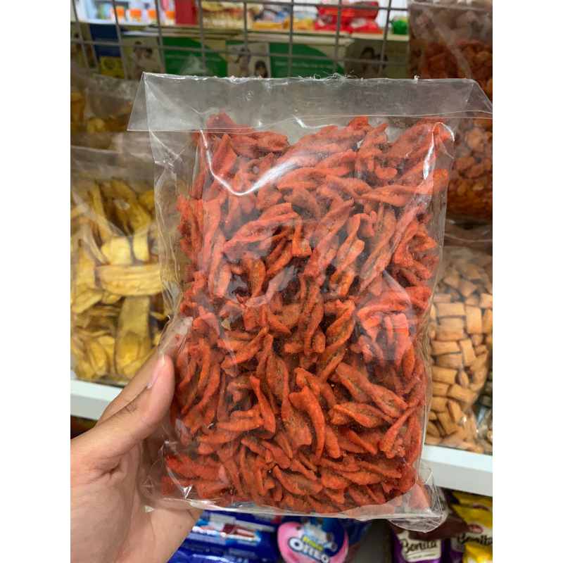 

KERIPIK PLUNTER PEDAS-KERIPIK BALADO PEDAS(SNACK/JAJANAN RINGAN)